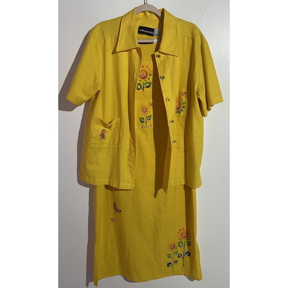 Sag Harbor 2 Piece Shacket Tank Dress 18 Linen Blend Floral Vacation Artsy‎ Boho